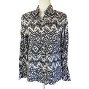 J Crew Boy Women’s 100% Linen Aztec, Tribal, Southwester button down shirt Sz 6